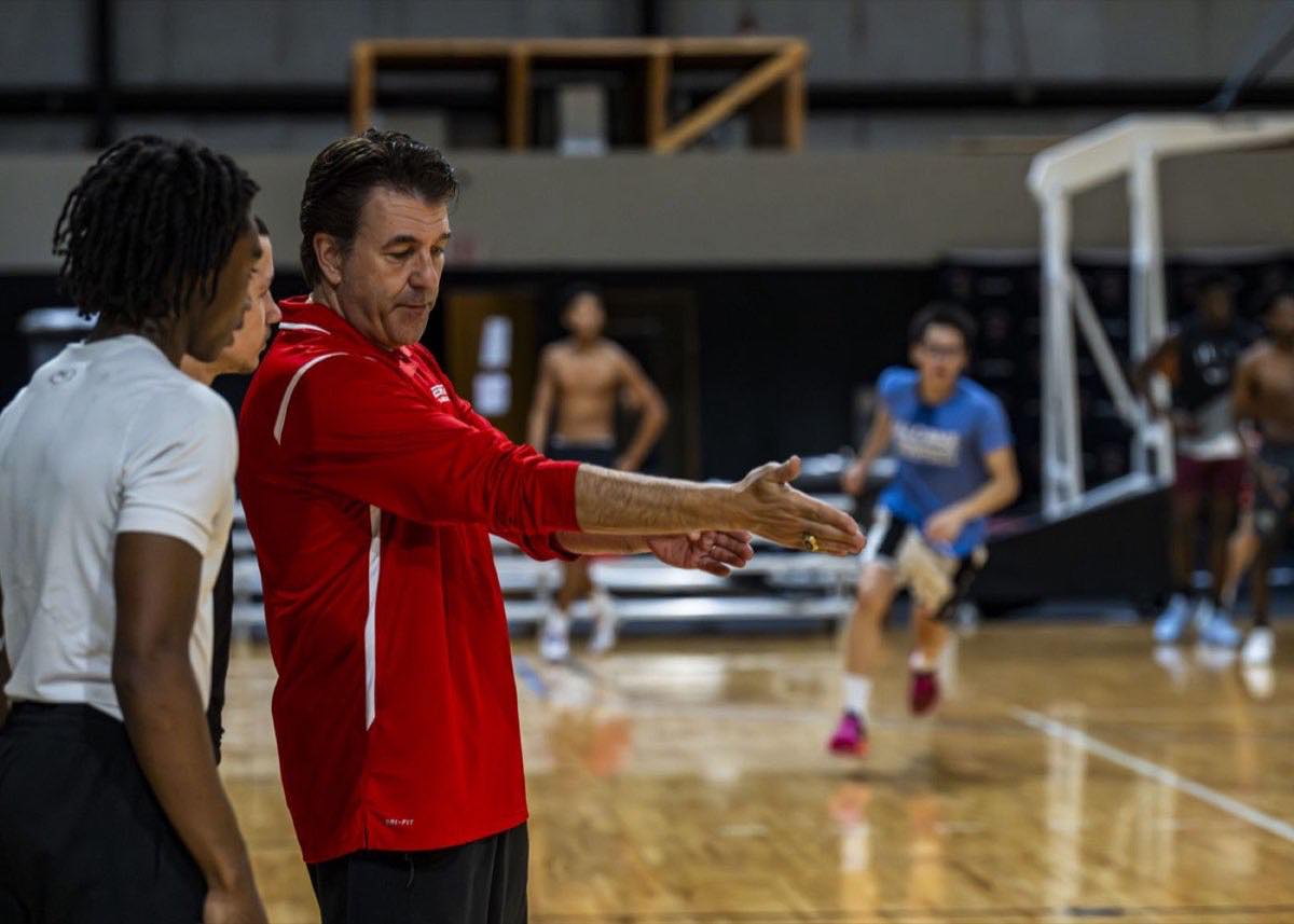 FCP Sports basketball coach demonstrating player development drill on court